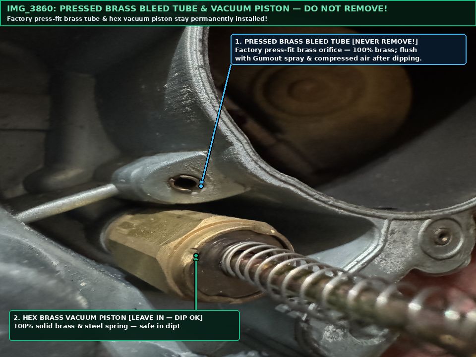IMG_3860 Annotated macro view of factory pressed brass bleed tube and hex brass vacuum power piston