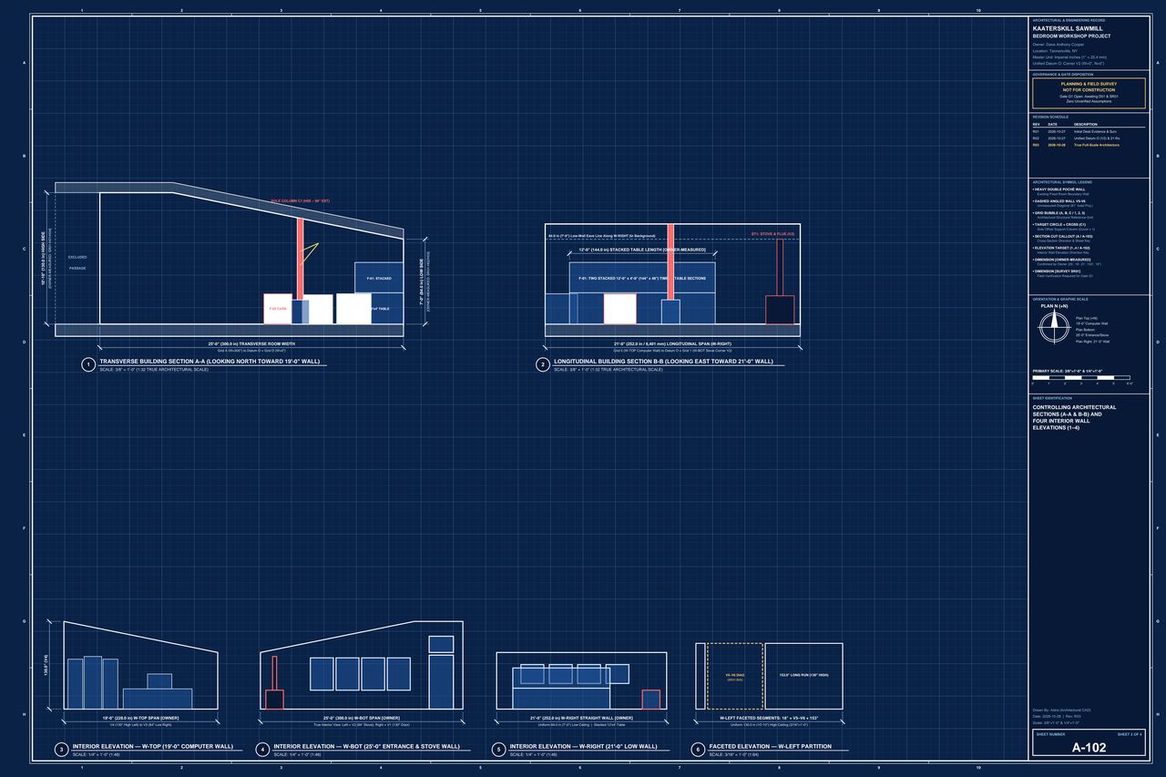 Sheet 2 Sections and Interior Elevations Cyanotype